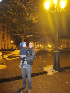 Luca and daddy in Place d'Armes